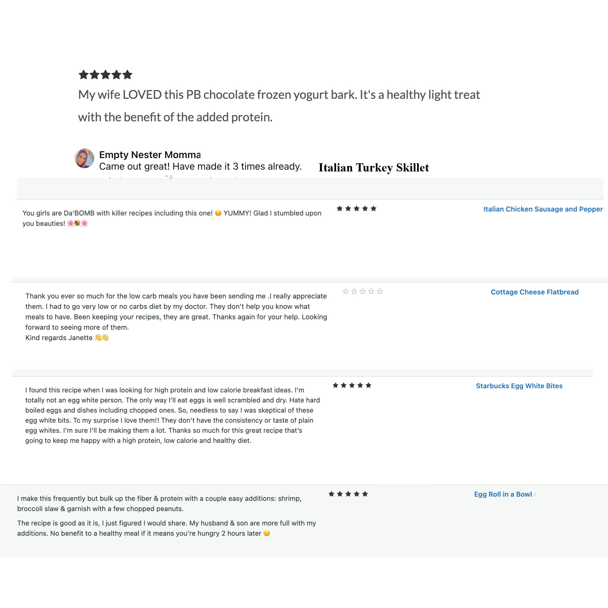 collage of recipe reviews by readers
