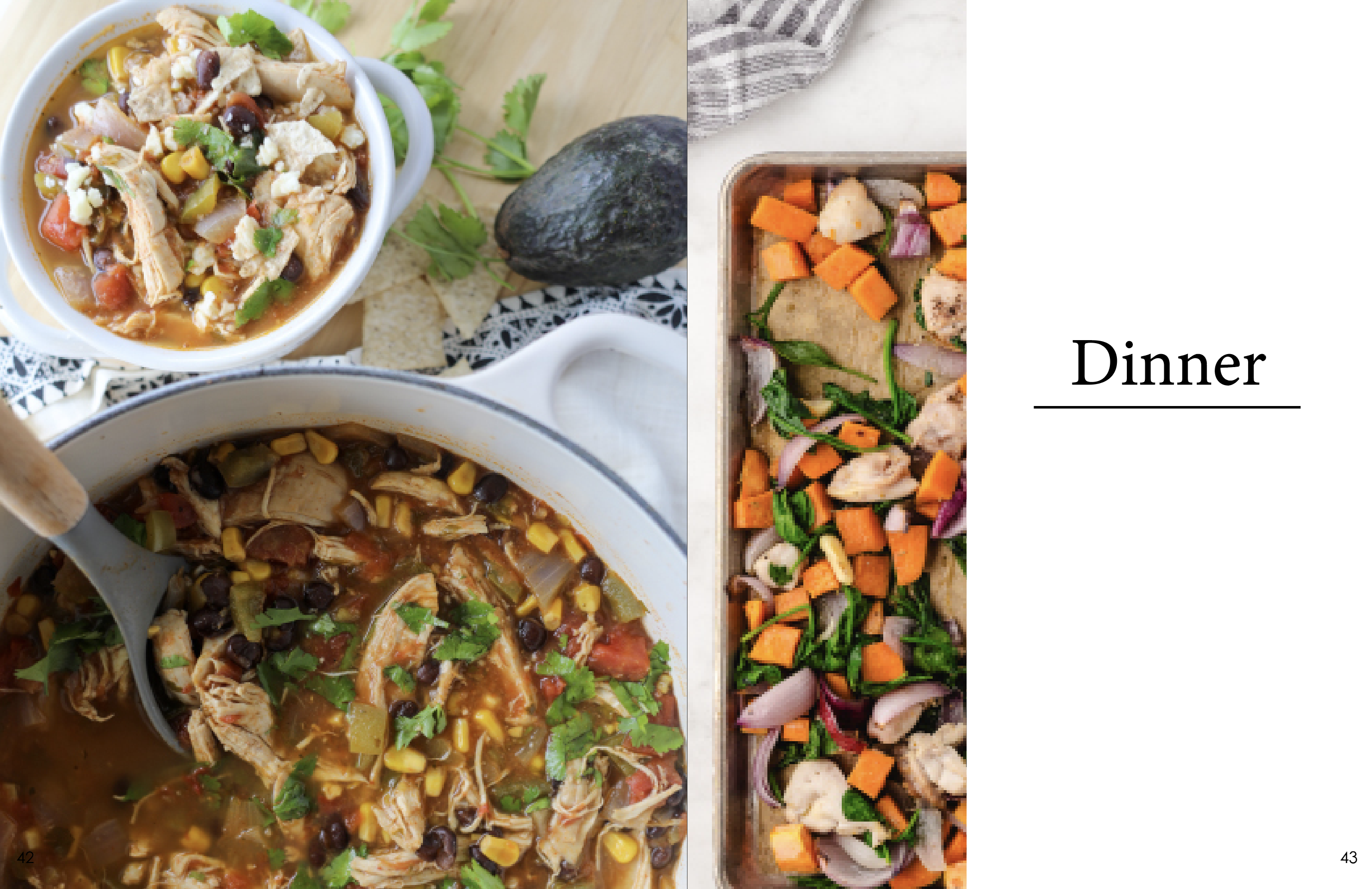 collage of high protein dinners