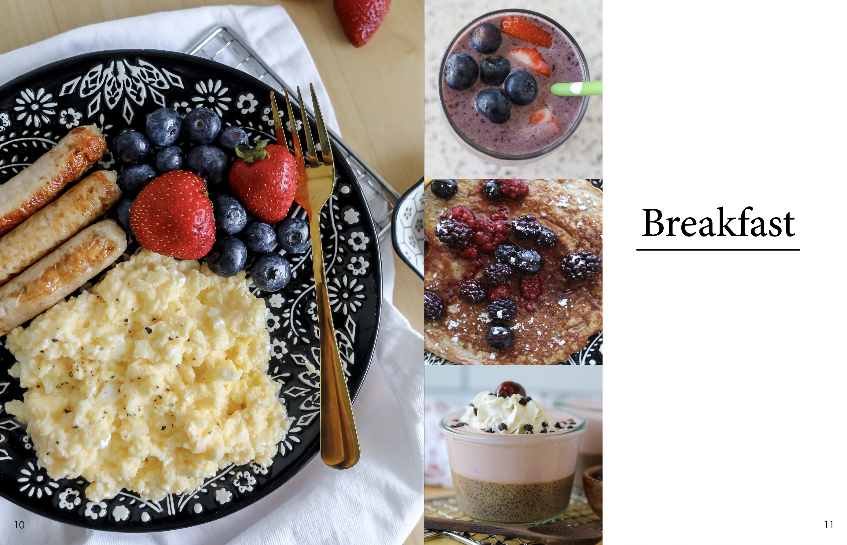 collage images of 4 breakfast recipes